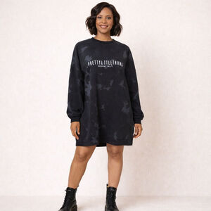 PRETTYLITTLETHING Black Gray Tie-Dye Mini Dress Size 8